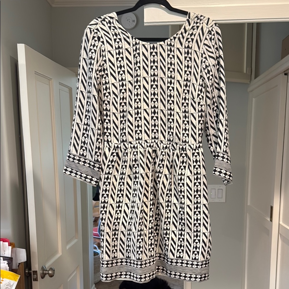 Madewell Black and White Fit and Flare Dress